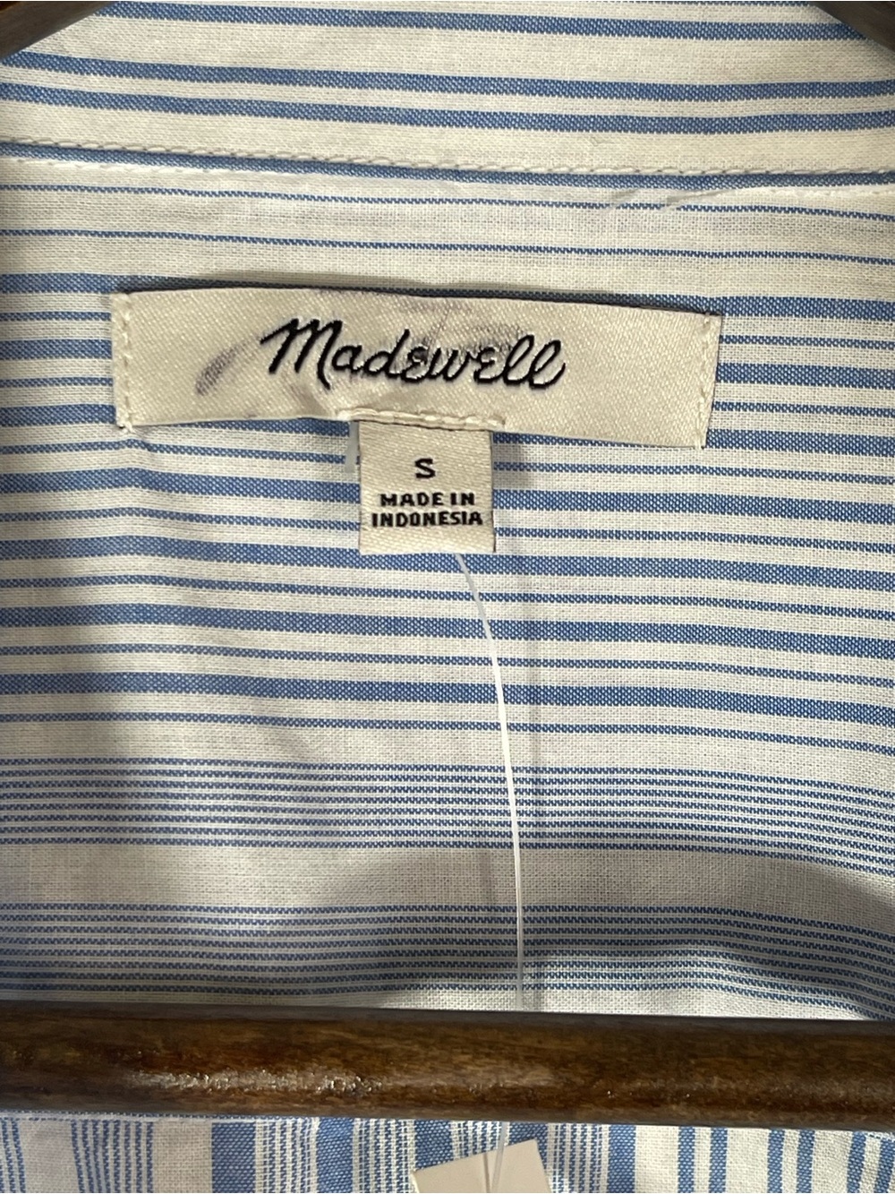 Madewell NWT Notch-Collar Popover Shirt Size Small in Hermitage Blue Stripe - Picture 7 of 12